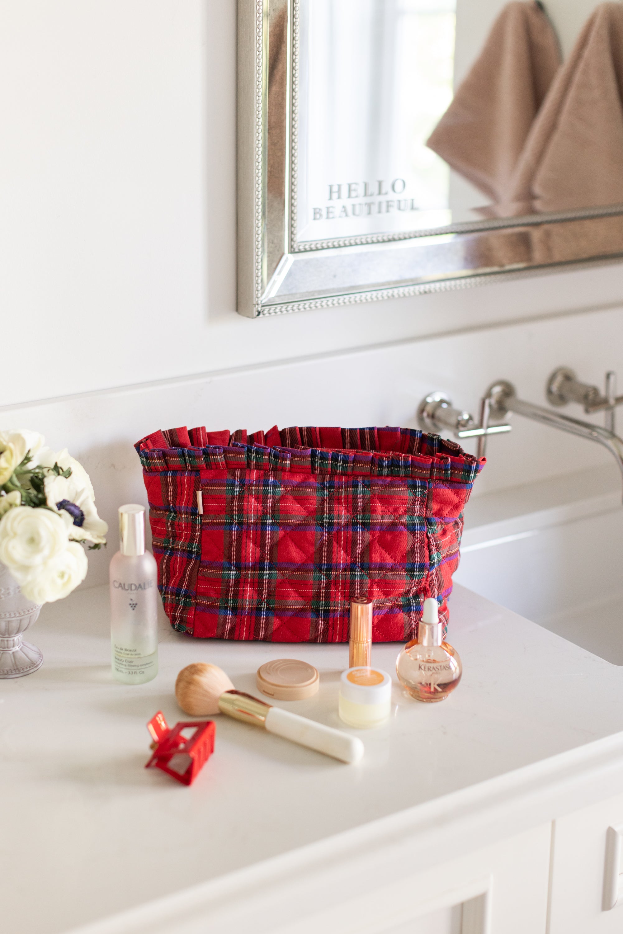 ela x Jillian Harris - Ruffle Cosmetic Case - Plaid Print