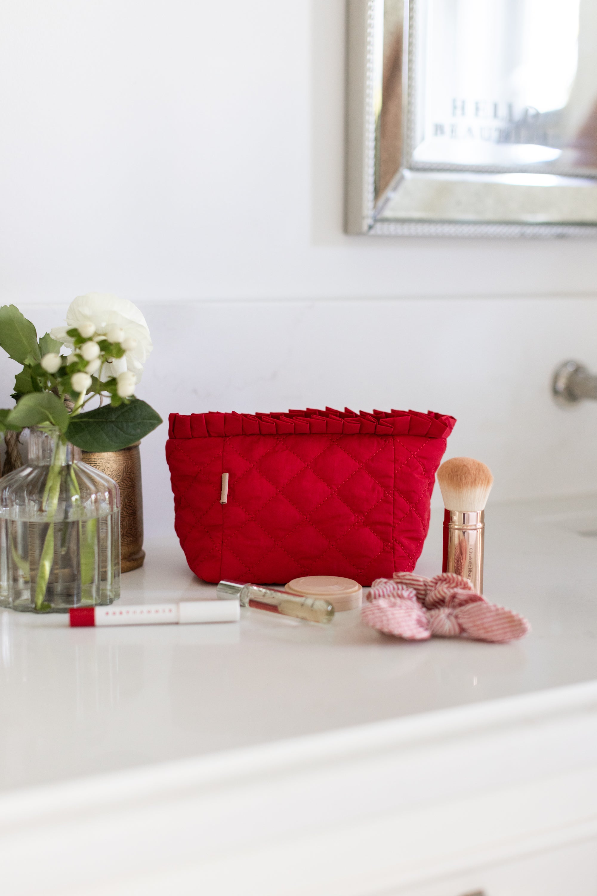 ela x Jillian Harris - Ruffle Mini Cosmetic Case - Red