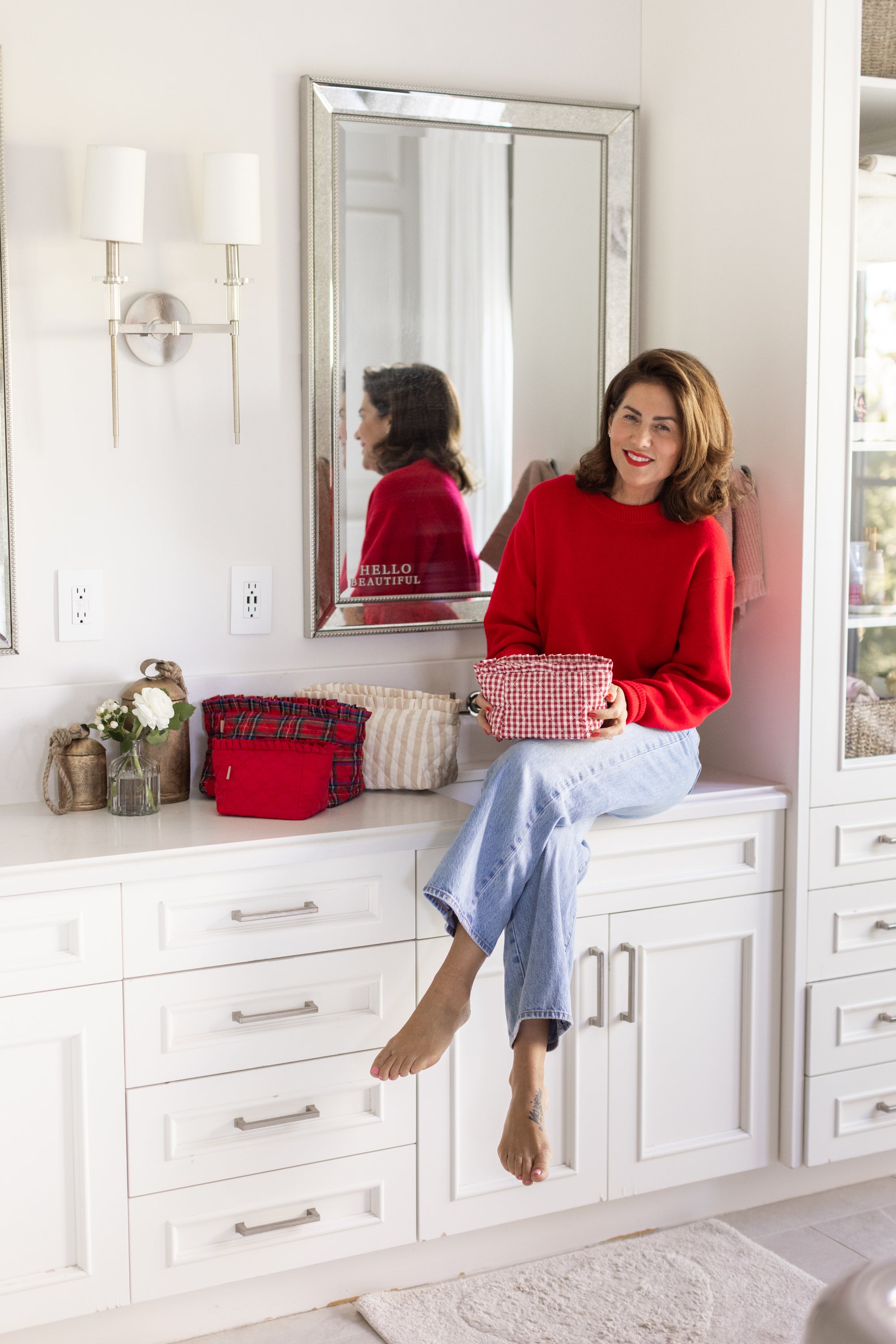 ela x Jillian Harris - Ruffle Mini Cosmetic Case - Red