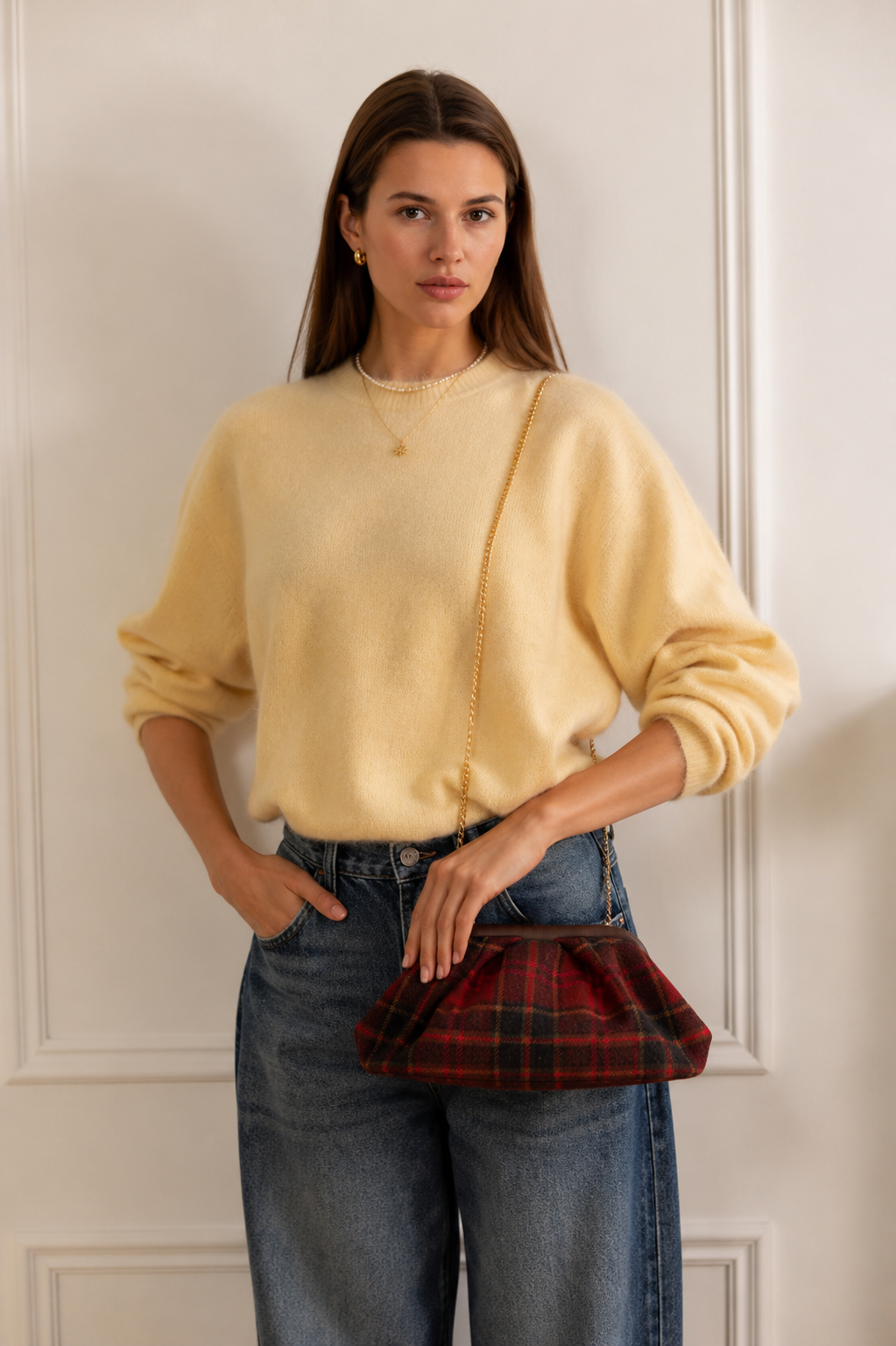 Frame Clutch – Plaid Print