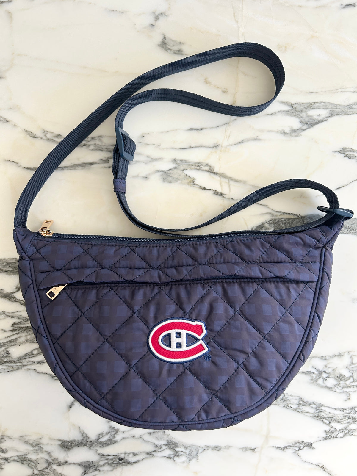 Quilted Crossbody - Navy Gingham (Sample)