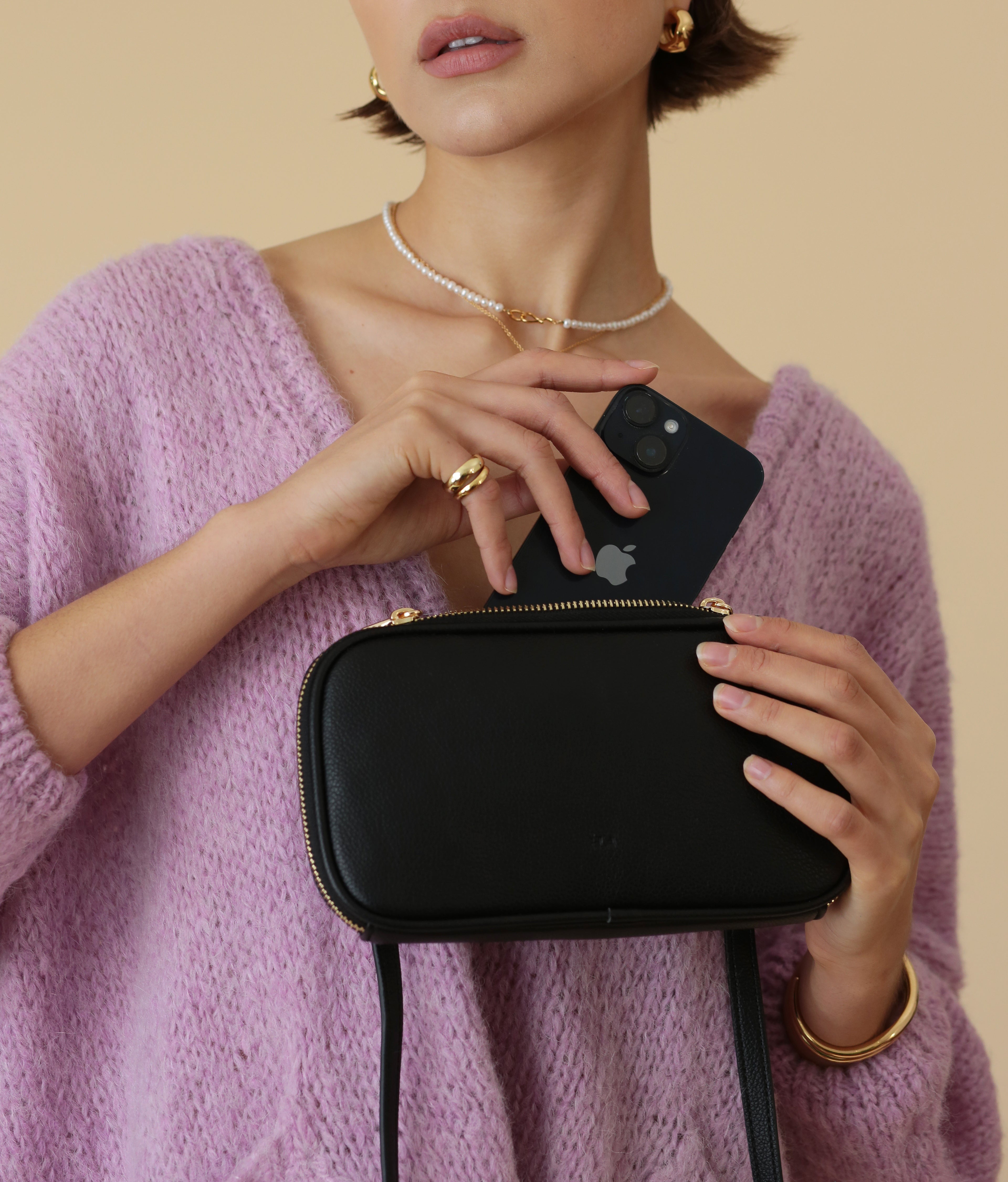 Willow Phone Case Bag - Black Pebble