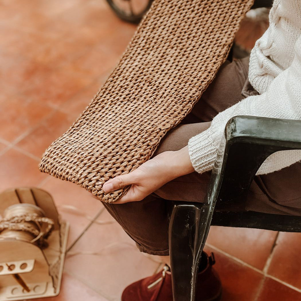 Raffia Frame Clutch - White Oak