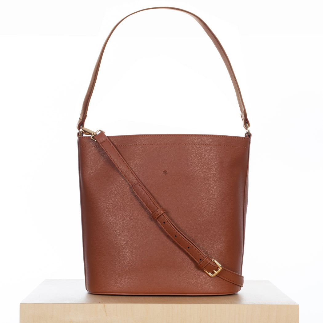 Mia Bucket Bag - Walnut Pebble