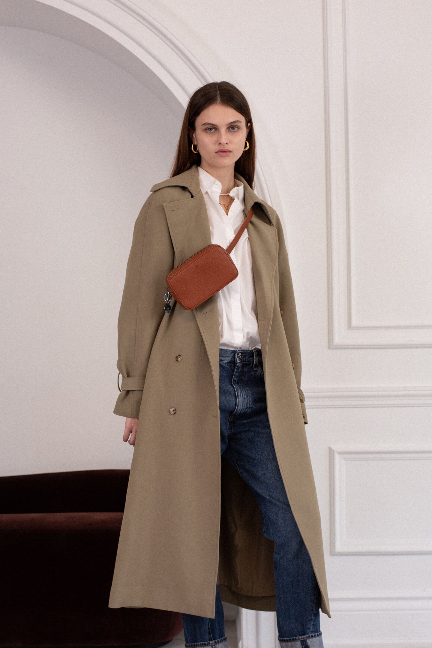 Micro Belt Bag – Walnut Pebble with Gold Hardware