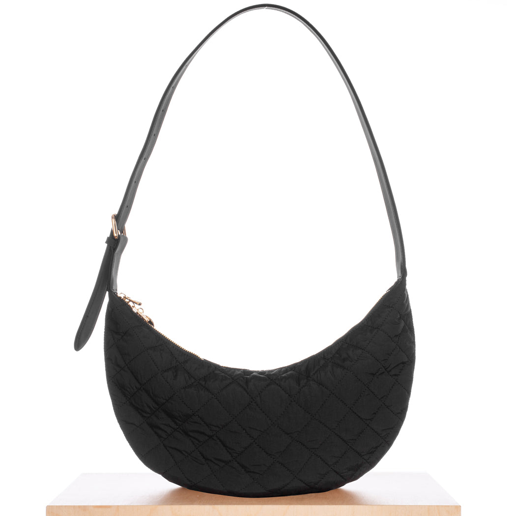 Slouchy Crossbody Bag - Black Quilted