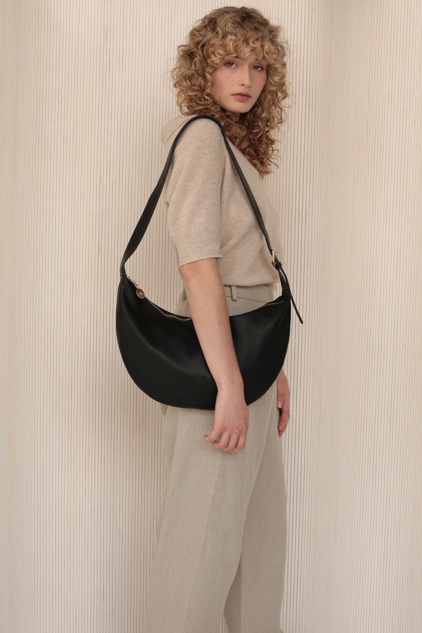 Slouchy Crossbody Bag - Black Pebble