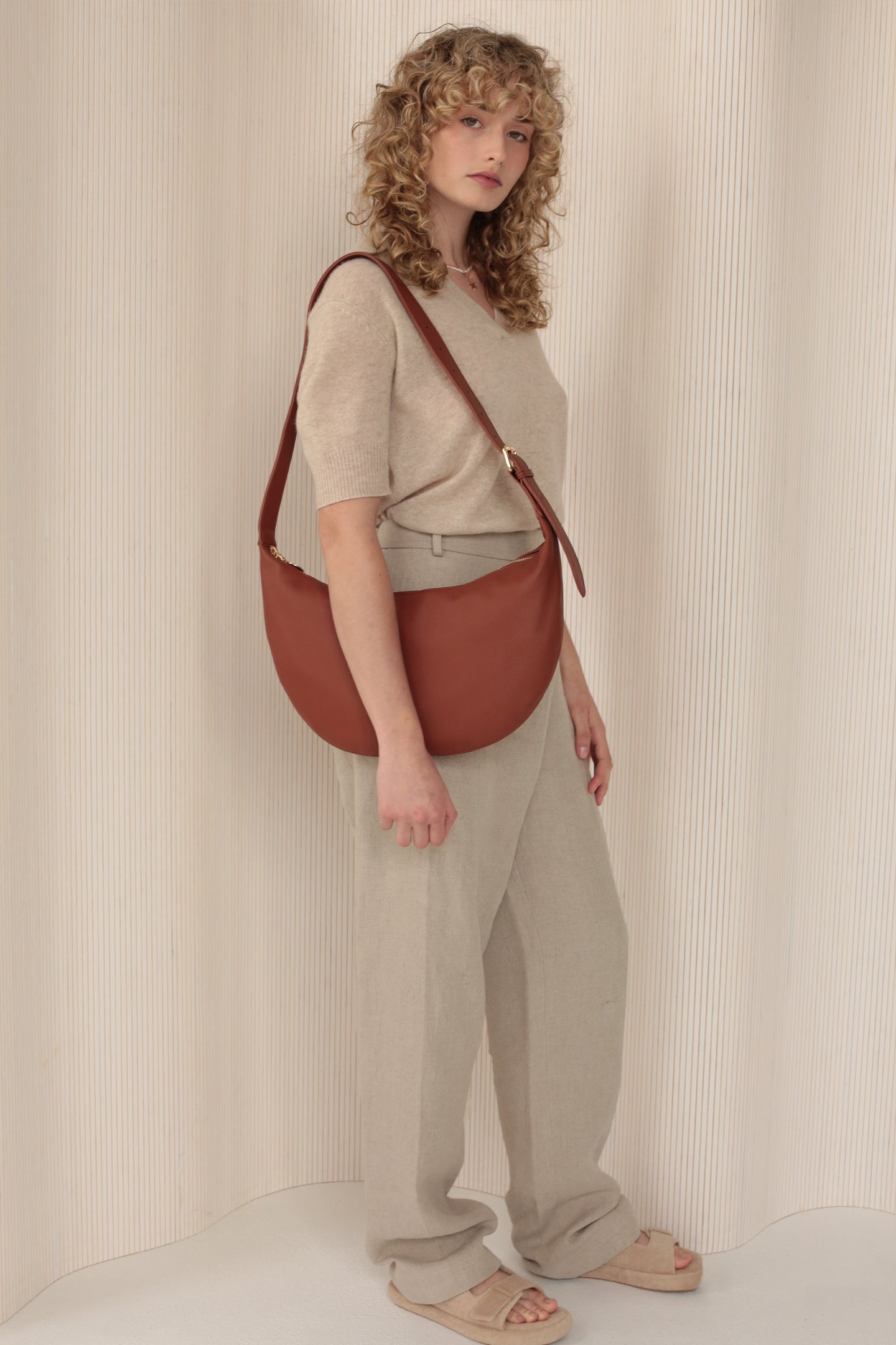 Slouchy Crossbody Bag - Walnut Pebble