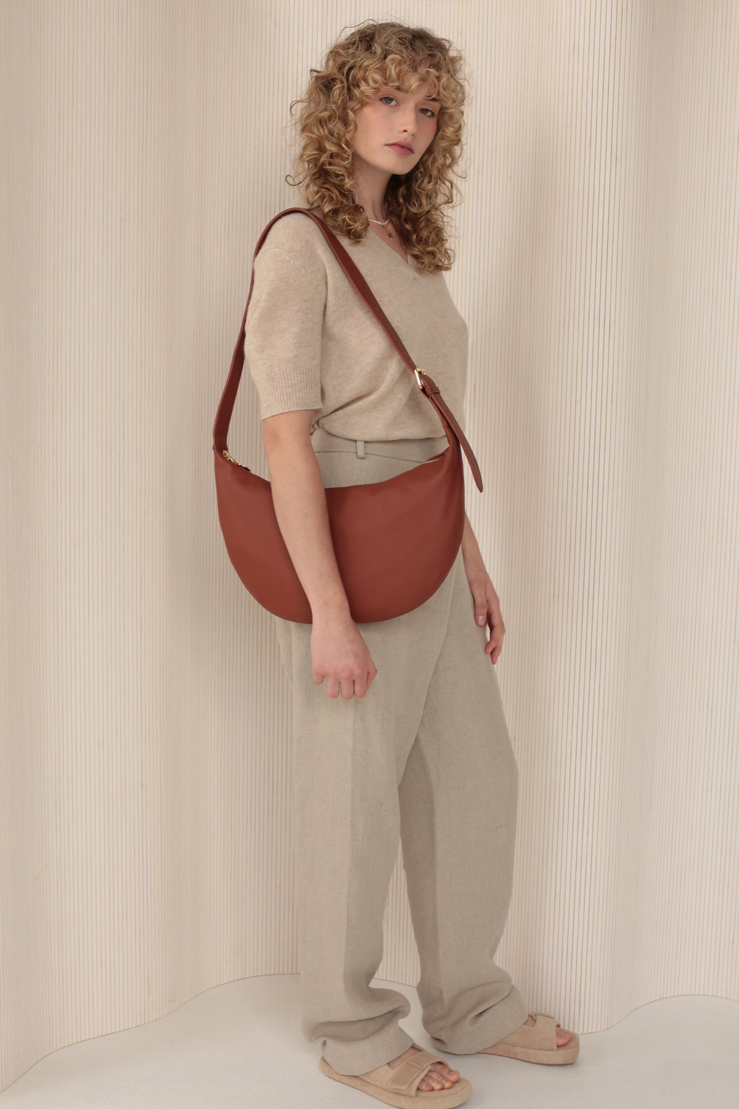 Slouchy Crossbody Bag - Walnut Pebble