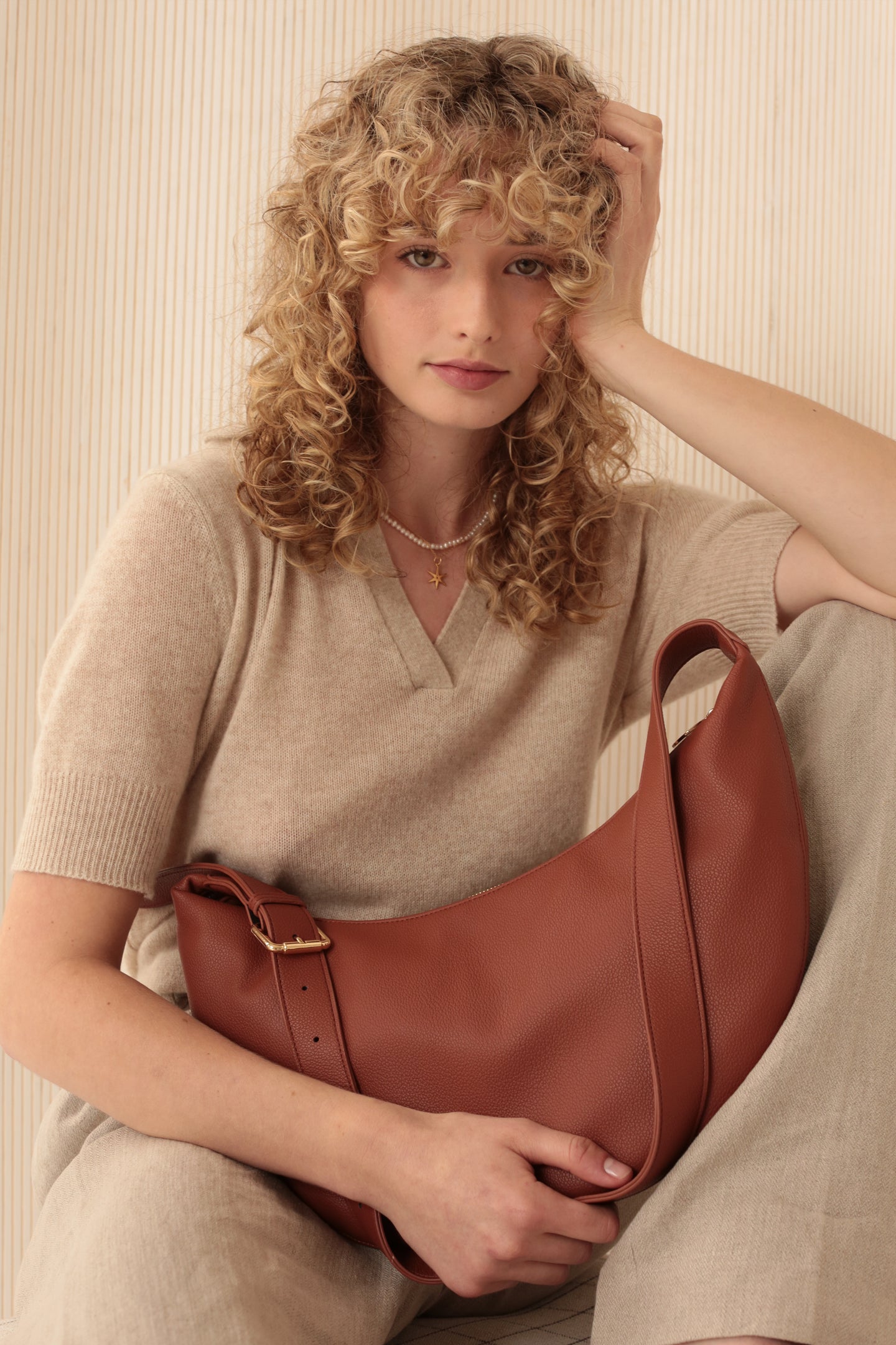 Slouchy Crossbody Bag - Walnut Pebble
