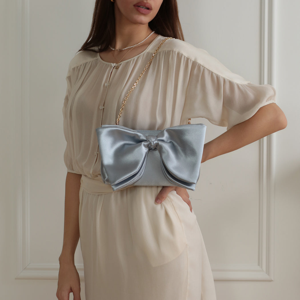 ela x Jillian Harris - Bow Clutch - Blue