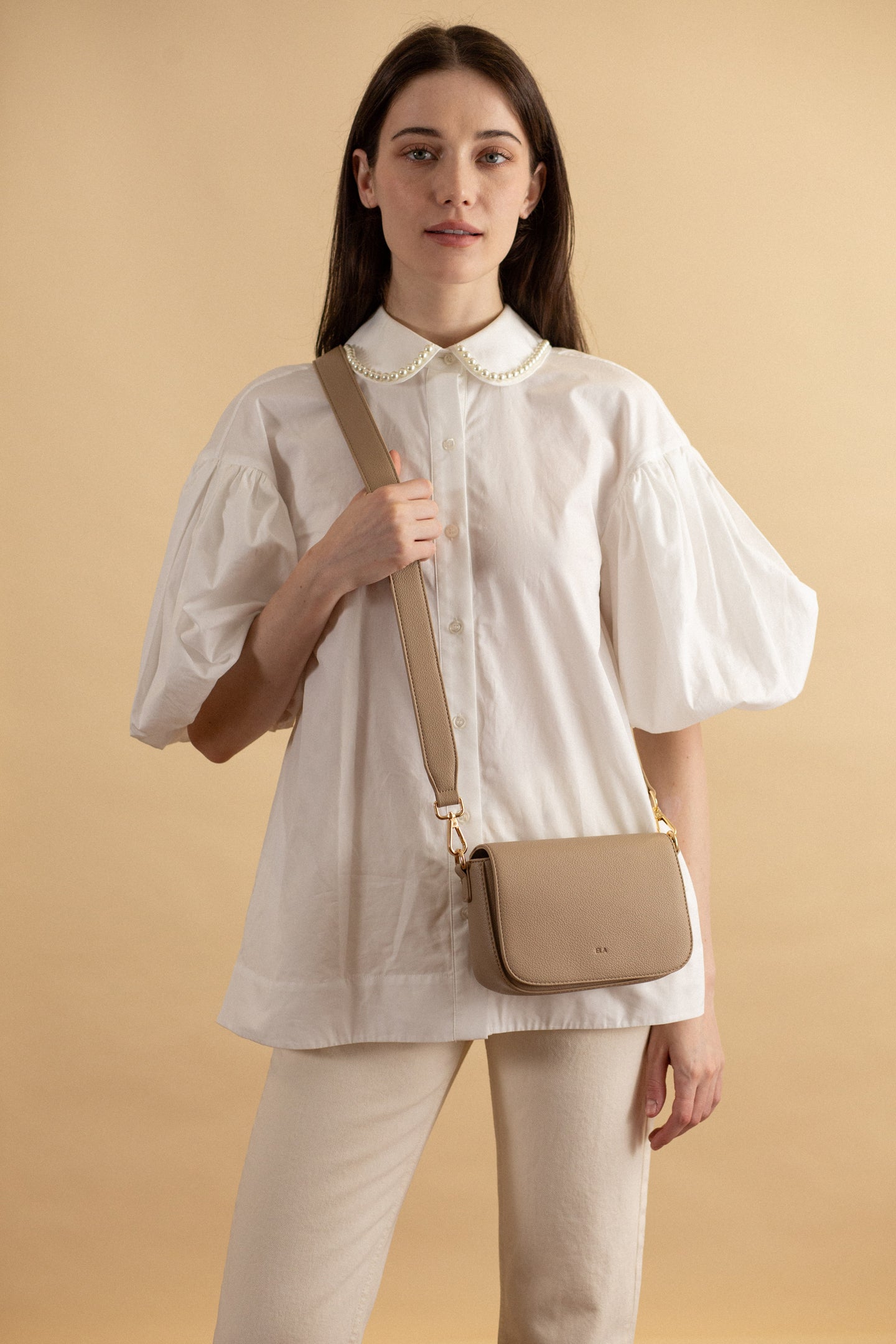 Compact Satchel - Beige Pebble