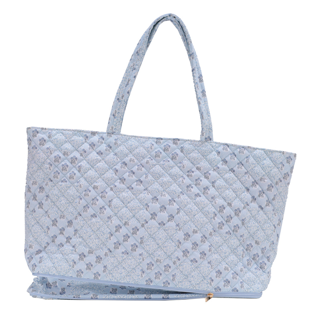 Quilted Expandable Tote - FLORAL PATCH PRINT