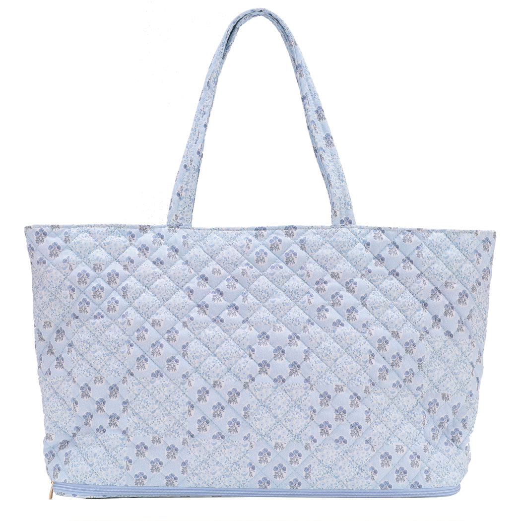 Quilted Expandable Tote - FLORAL PATCH PRINT