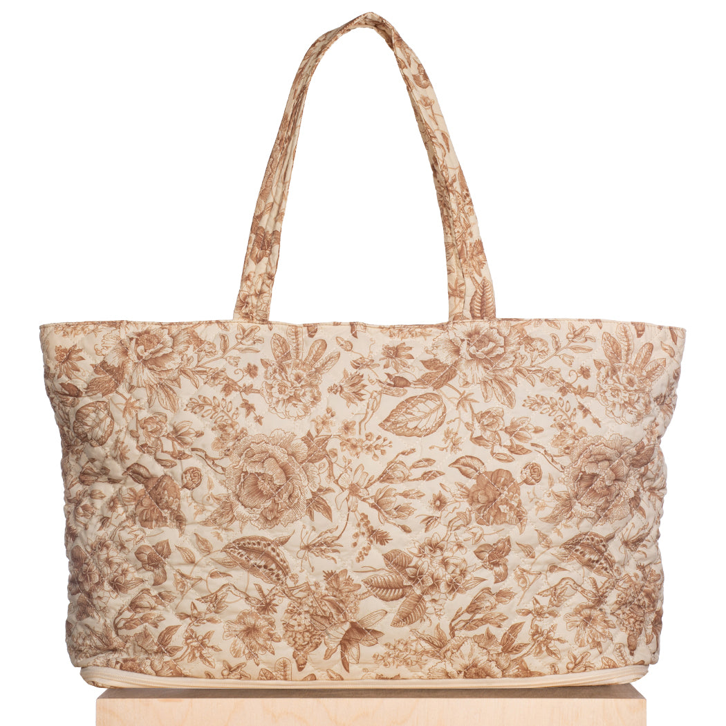 Quilted Expandable Tote – Toile Print