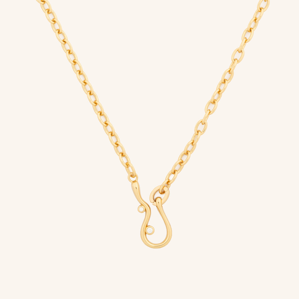 Flow Hook Stone Detail Necklace - 45cm