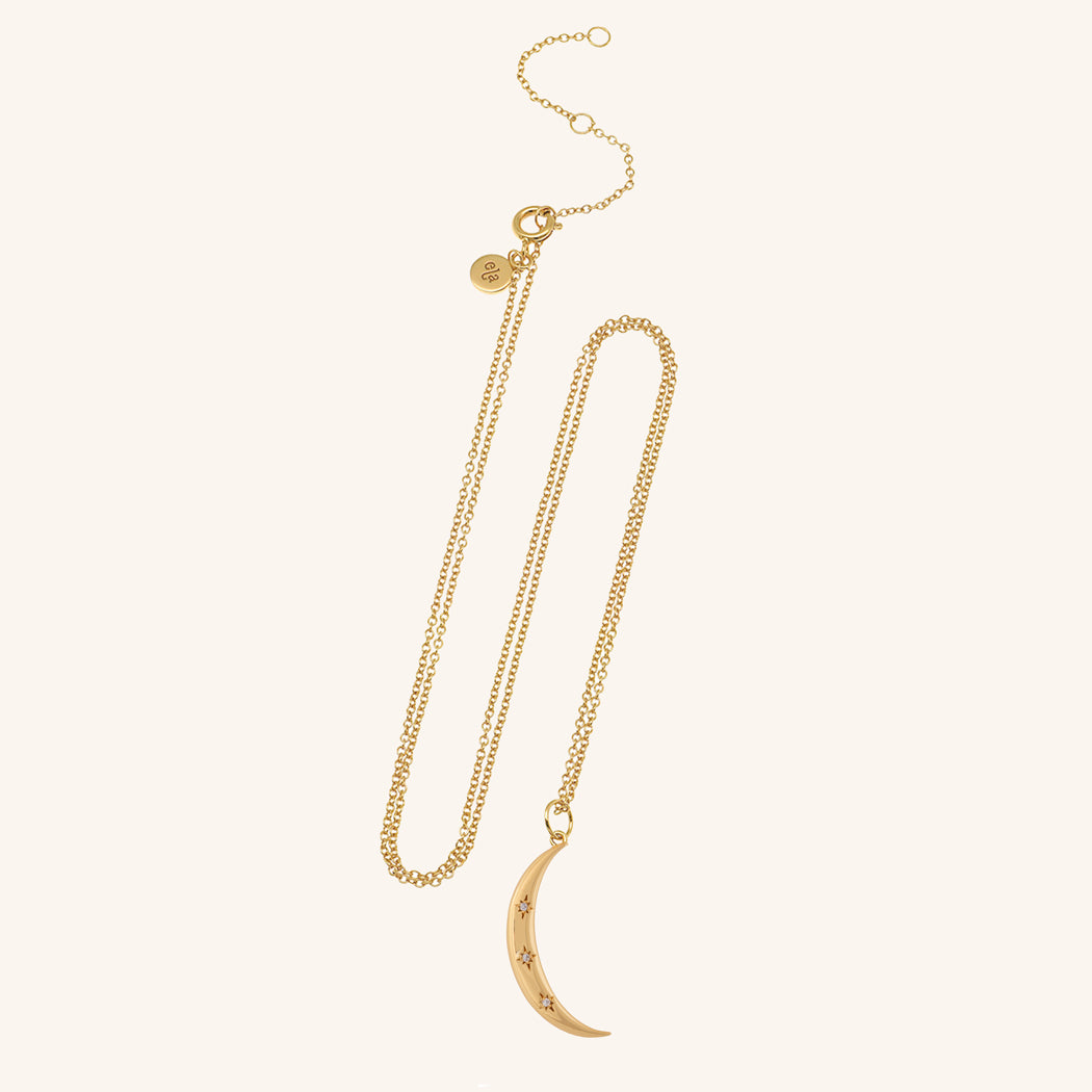 Crescent Moon With Cable Chain Necklace