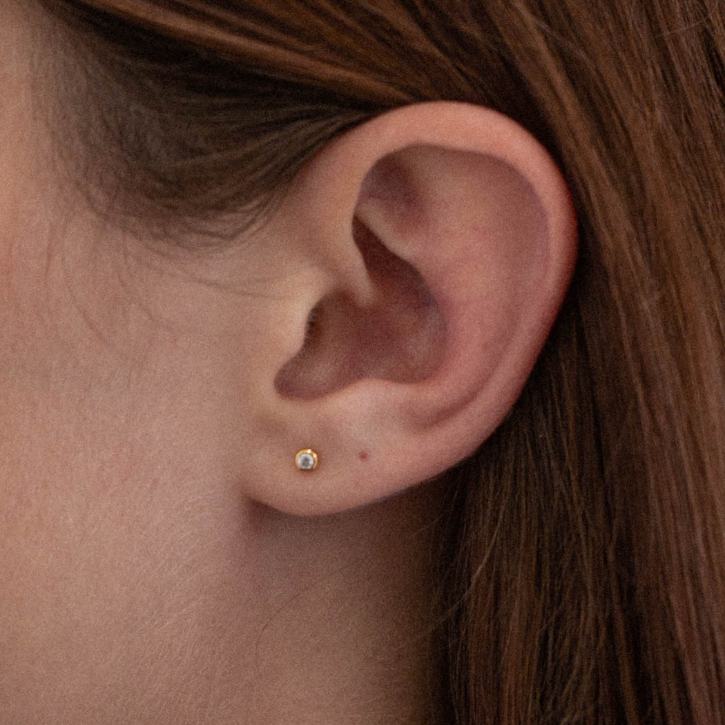 Mini Stud Earrings Stone Detail
