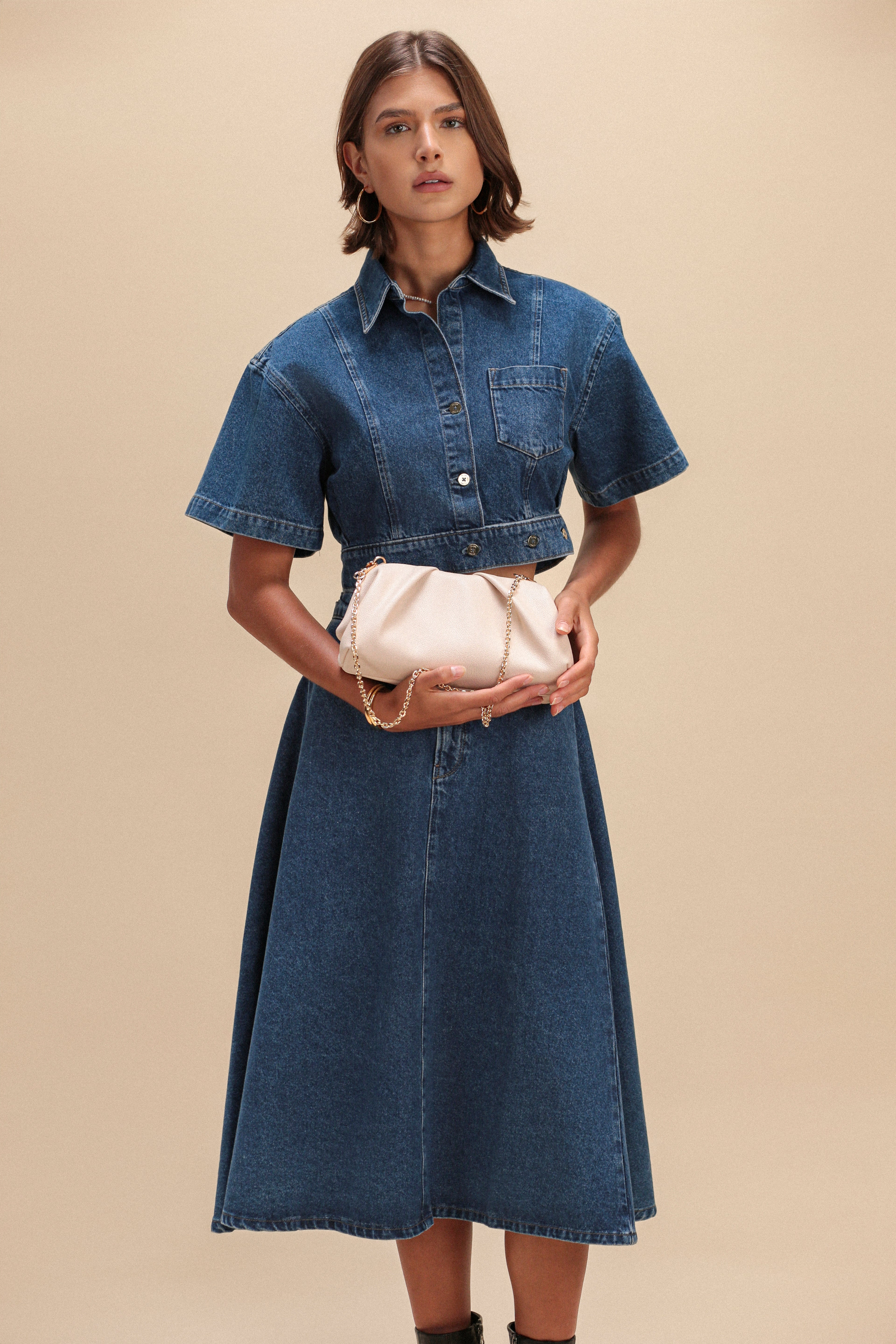 Frame Clutch – Ecru Pebble