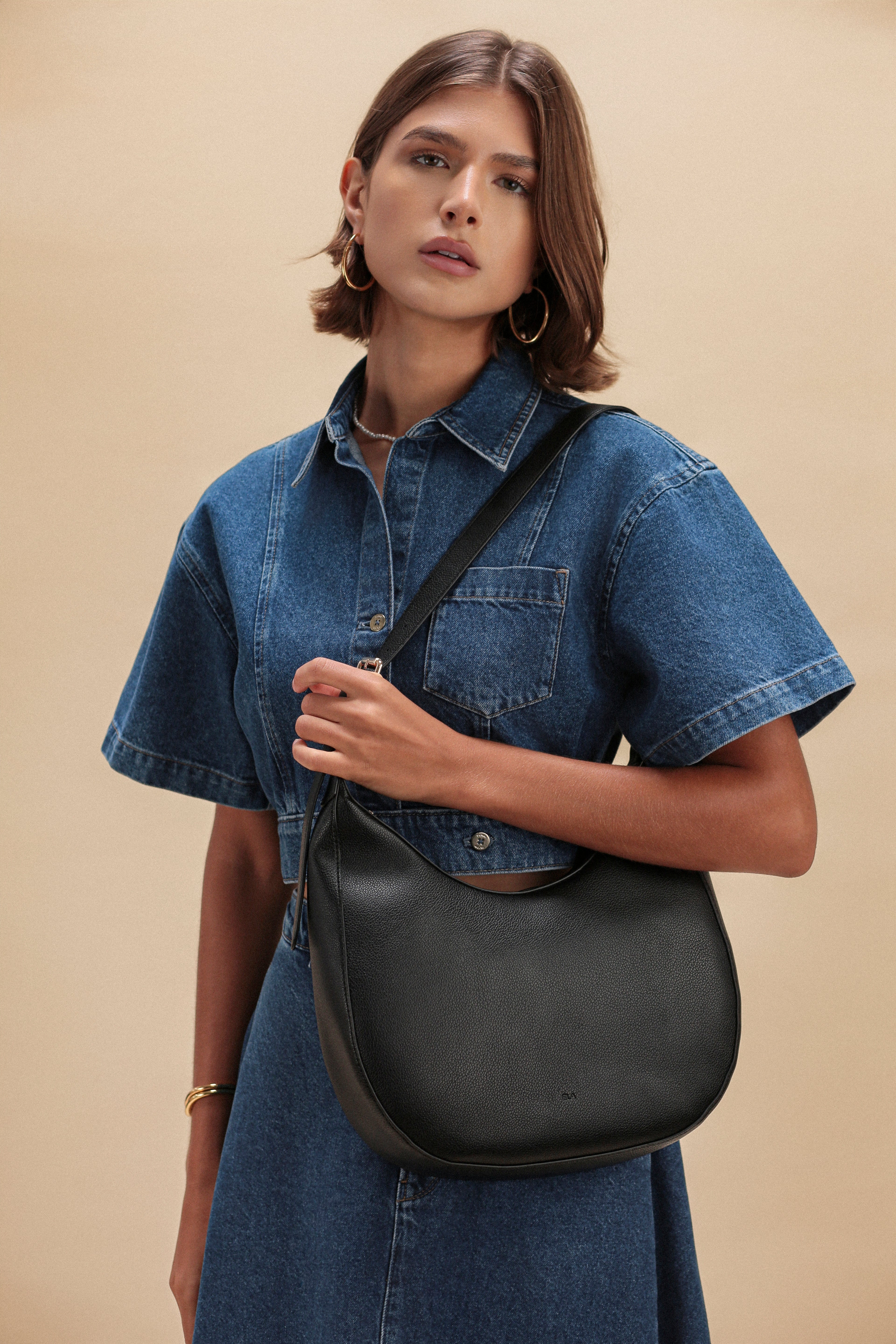 Hobo Bag – Black Pebble