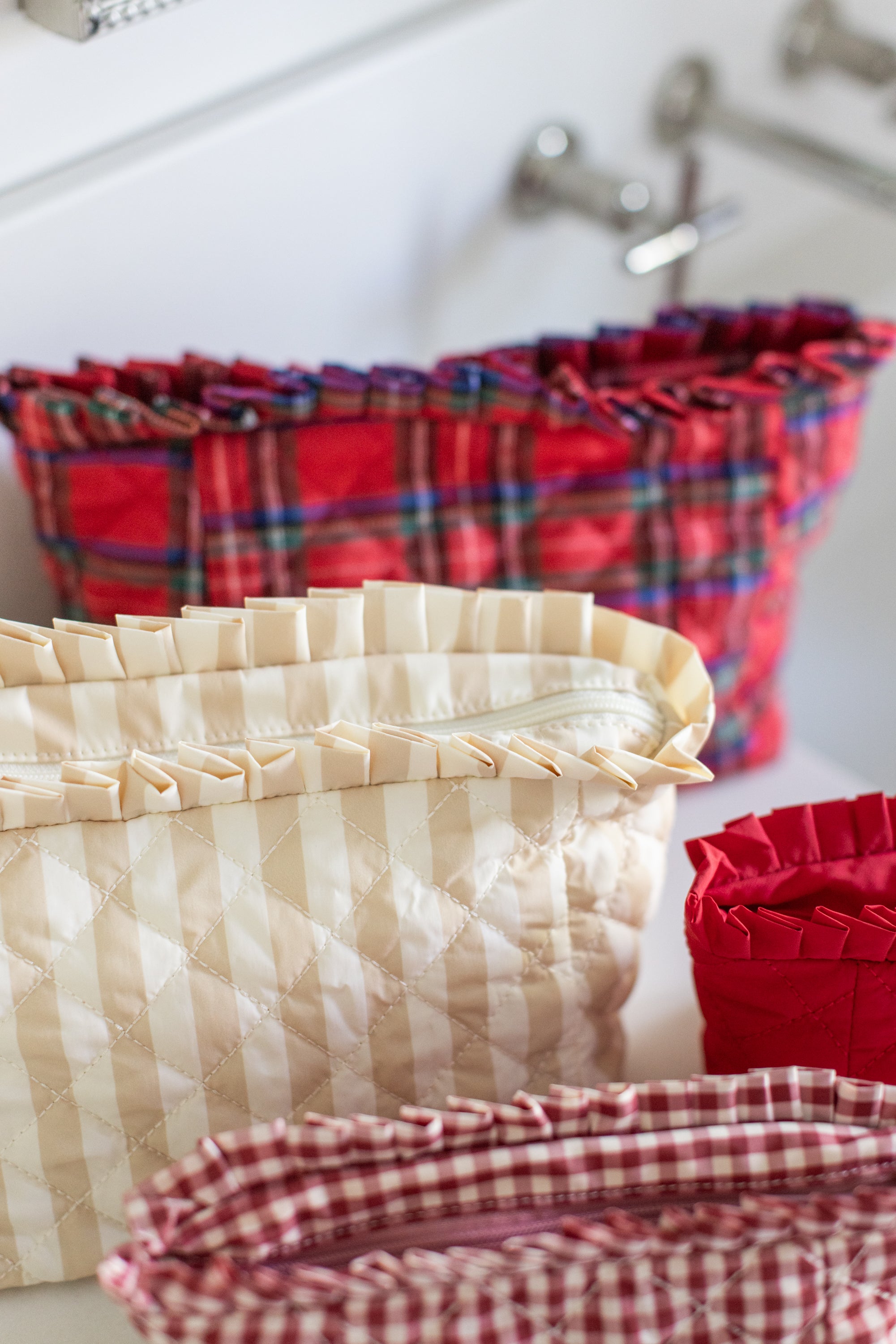 ela x Jillian Harris - Ruffle Cosmetic Case - Stripe Print