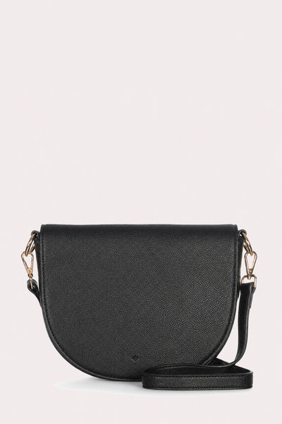 Saddle Bag - Black Pebble with Gold Hardware