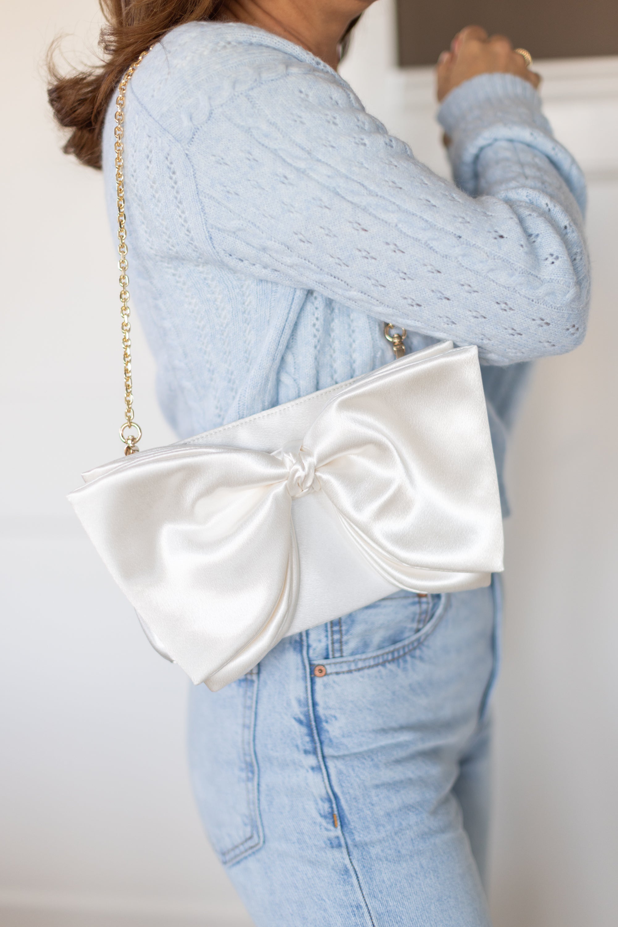 ela x Jillian Harris - Bow Clutch - White