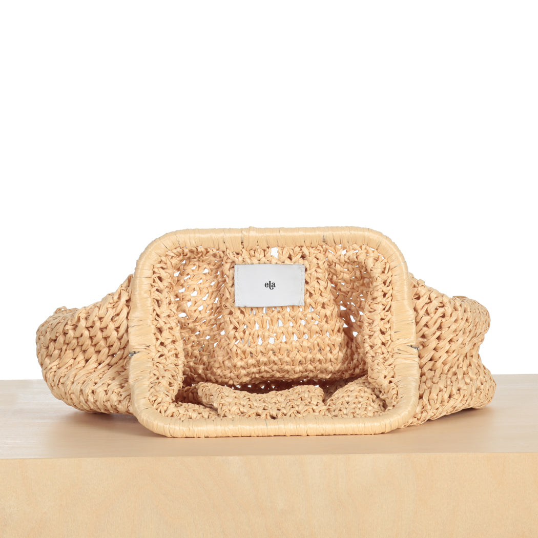 Raffia Frame Clutch - Straw