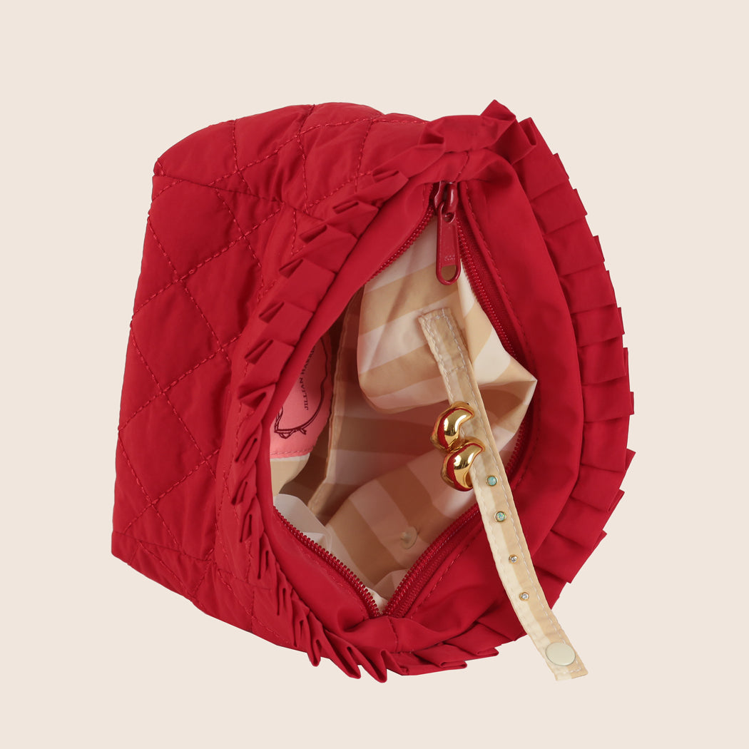 ela x Jillian Harris - Ruffle Mini Cosmetic Case - Red