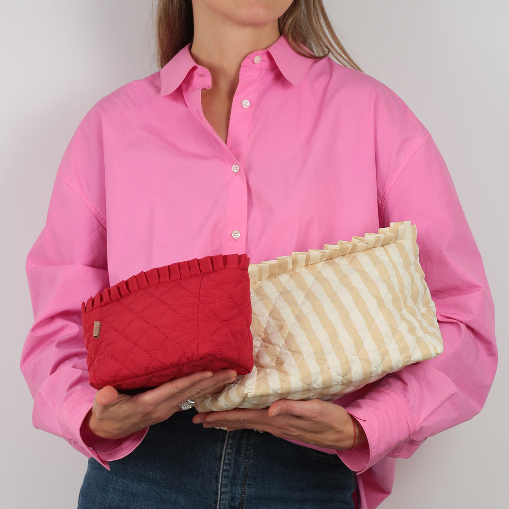 ela x Jillian Harris - Ruffle Cosmetic Case - Stripe Print