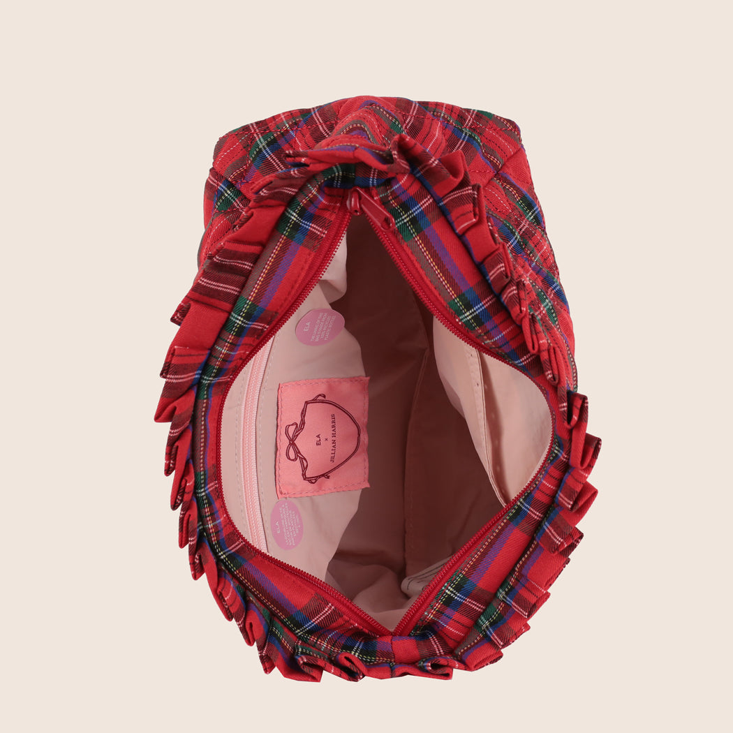 ela x Jillian Harris - Ruffle Cosmetic Case - Plaid Print