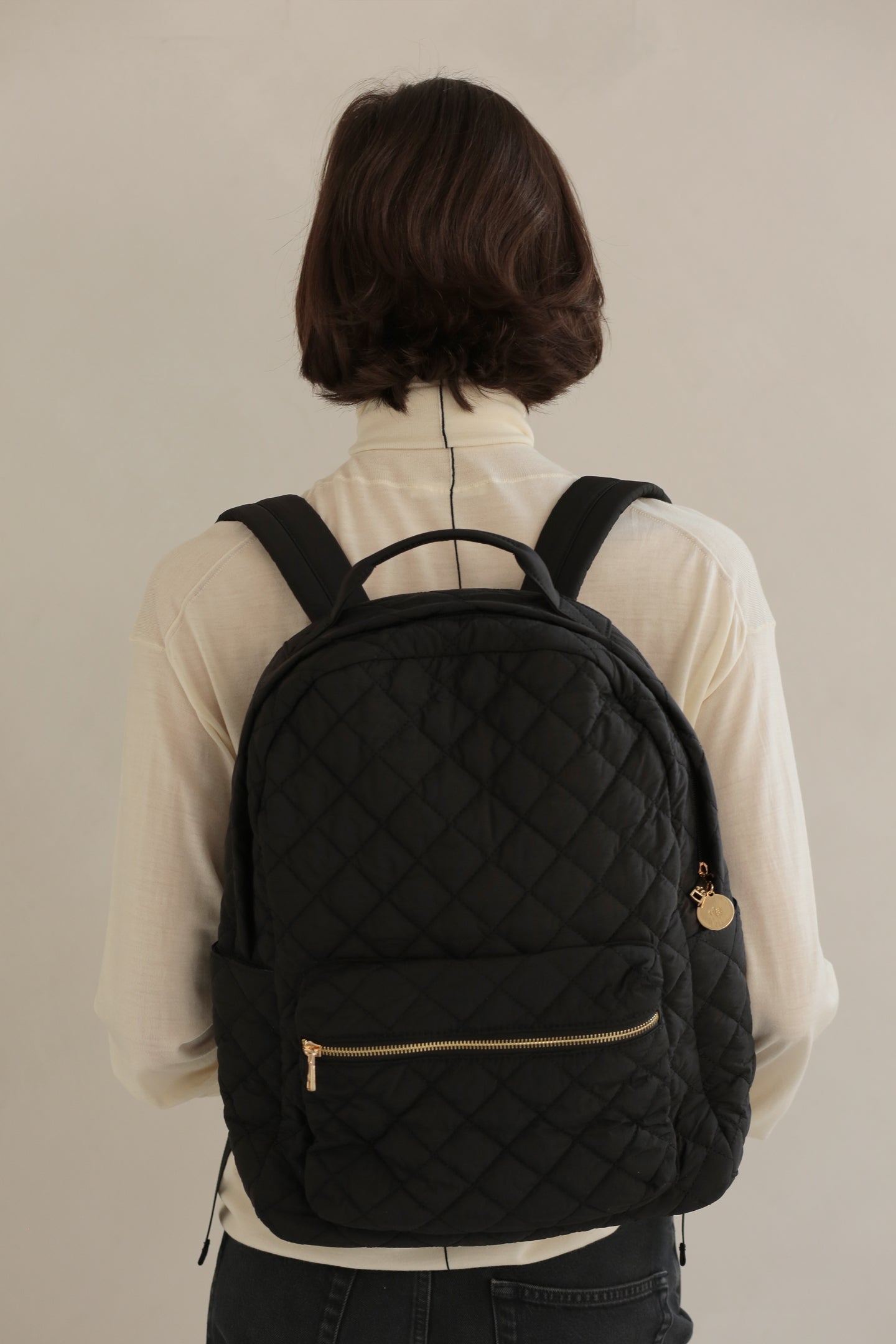 Quilted Backpack –  Black