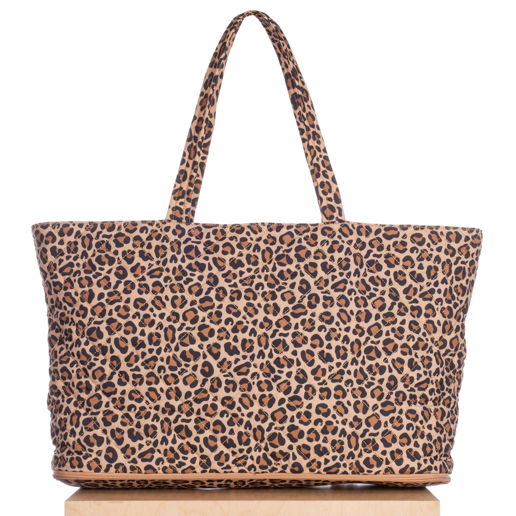 Quilted Expandable Tote –  Leopard Print