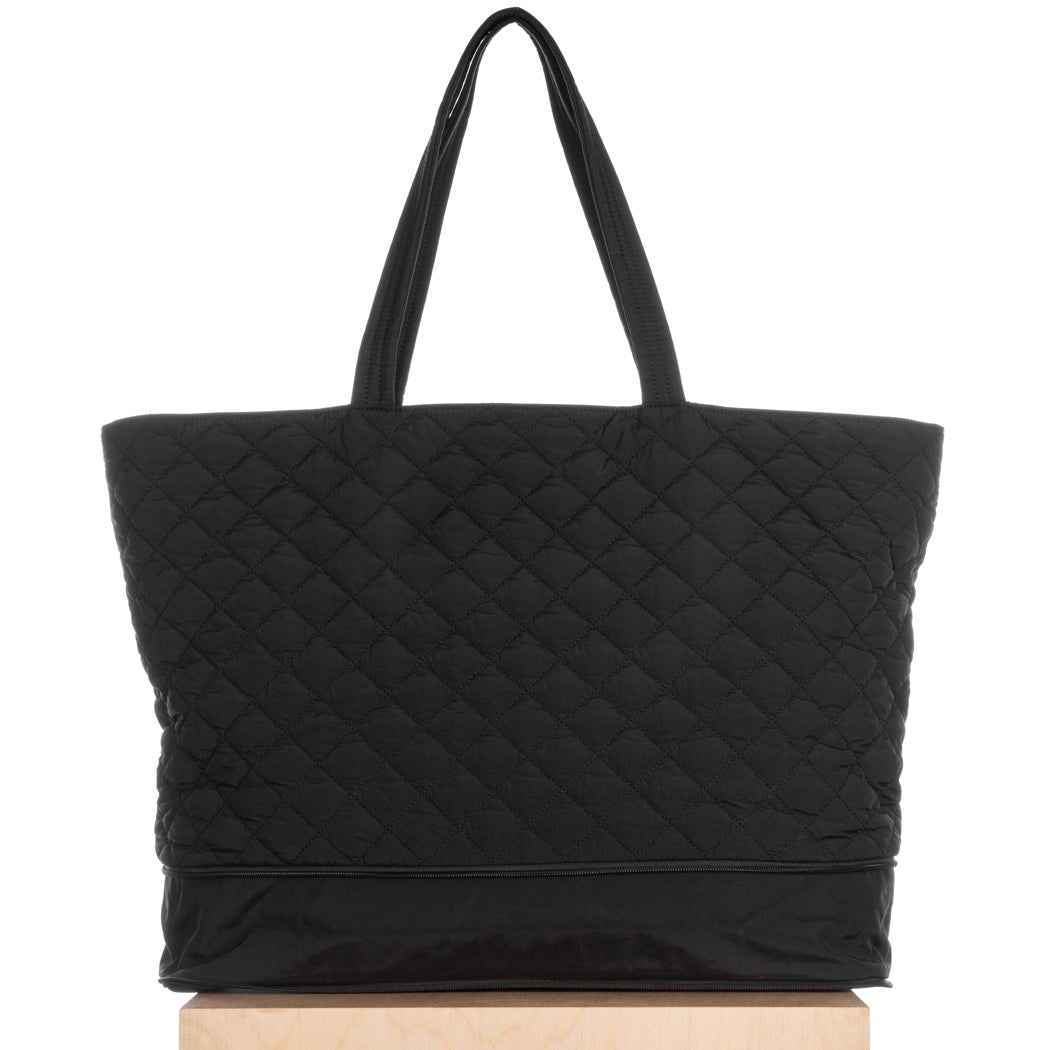 Quilted Expandable Tote –  Black