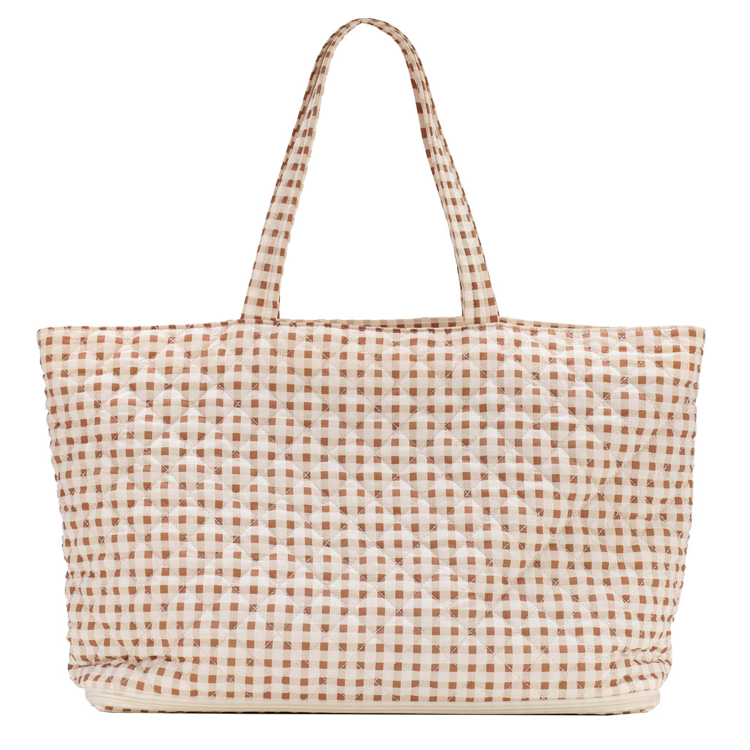 Quilted Expandable Tote –  Gingham Print