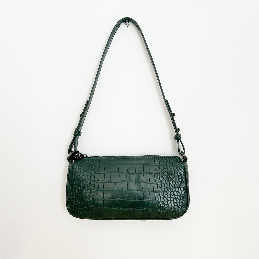 Shoulder Bag - Dark Green Croc Effect Sample Sale