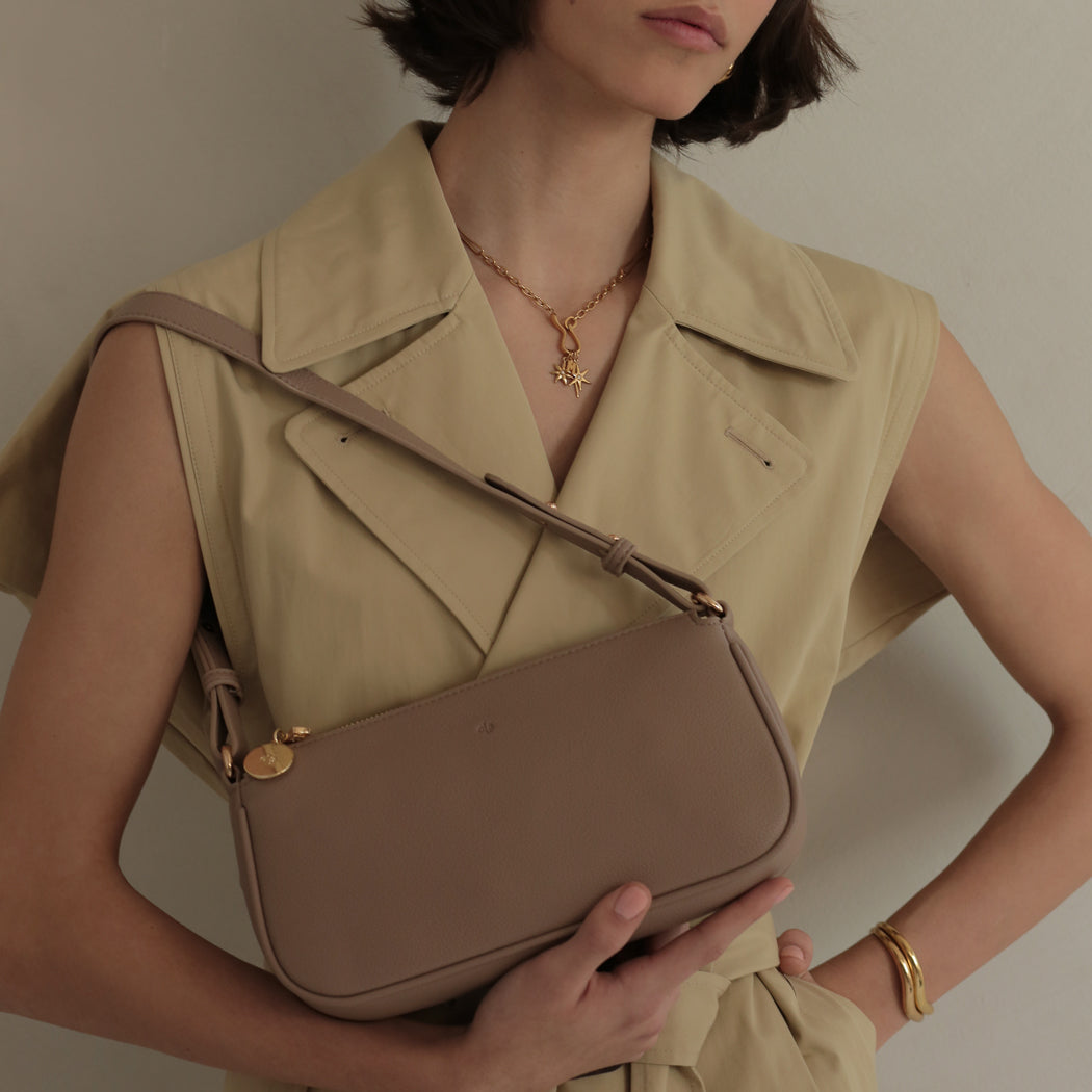 Fayette Shoulder Bag - Taupe Pebble