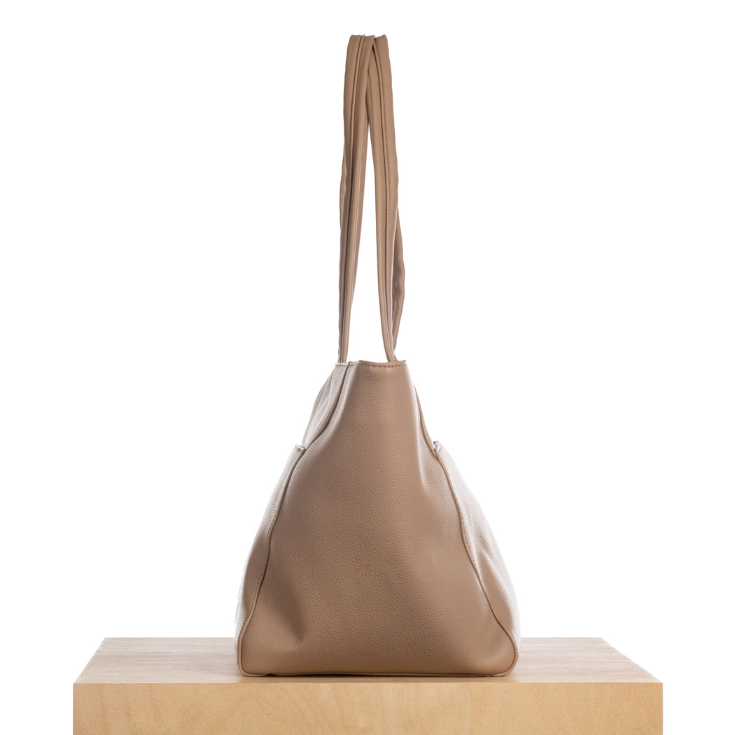 Medium Zipper Tote – Beige Pebble