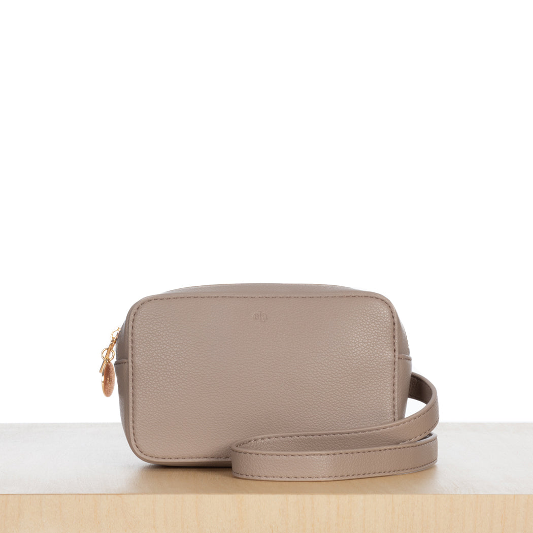 Micro Belt Bag – Taupe Pebble with Gold Hardware