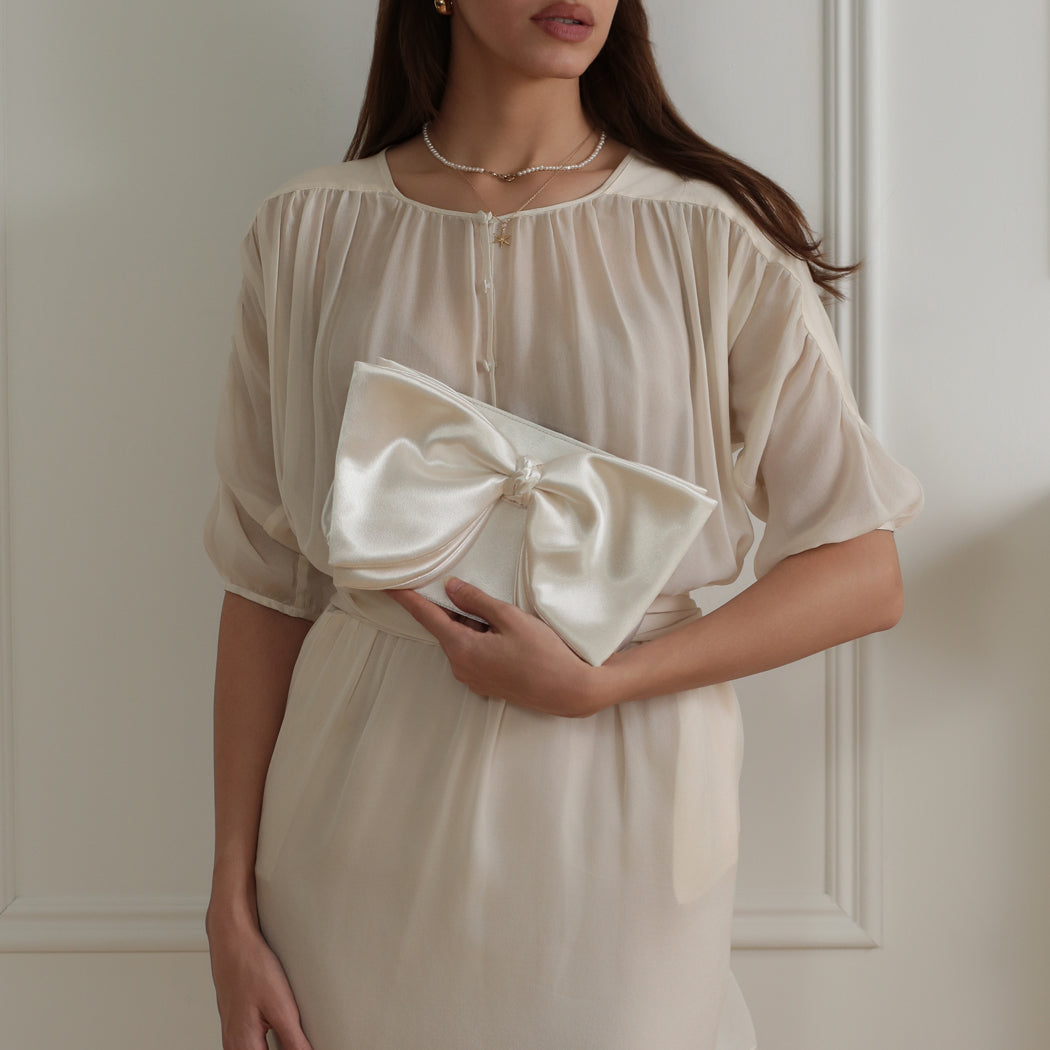 ela x Jillian Harris - Bow Clutch - White