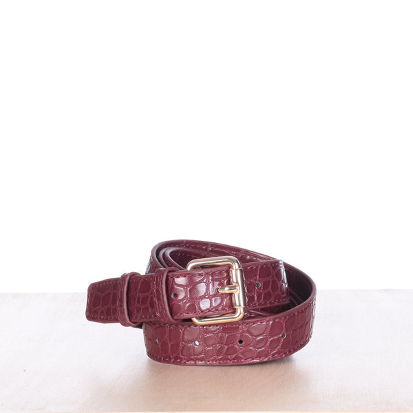 Wine Croc Effect Belt Strap (S/M)