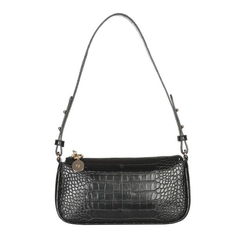 Fayette Shoulder Bag – Black Croc Effect