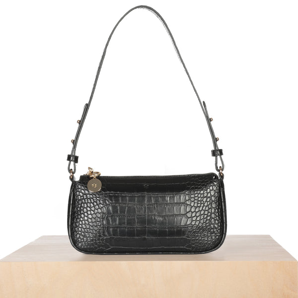 Fayette Shoulder Bag – Black Croc Effect