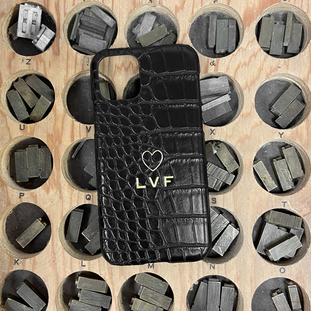 Phone Case Black Croc Hot Stamped (Monogramming included in price)