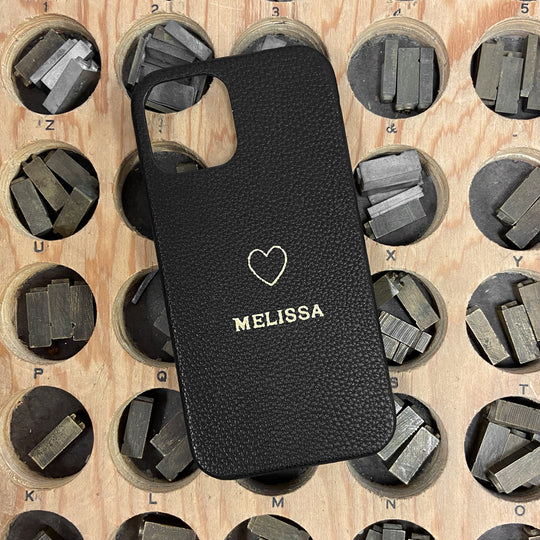 Phone Case Black Pebble Hot Stamped (Monogramming included in price)