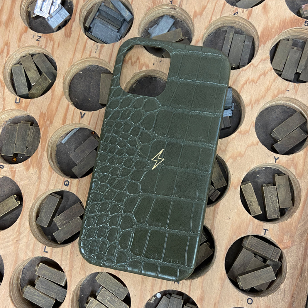 Phone Case Khaki Croc Hot Stamped (Monogramming included in price)