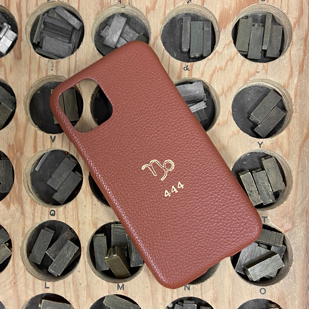 Phone Case Walnut Pebble Hot Stamped (Monogramming included in price)